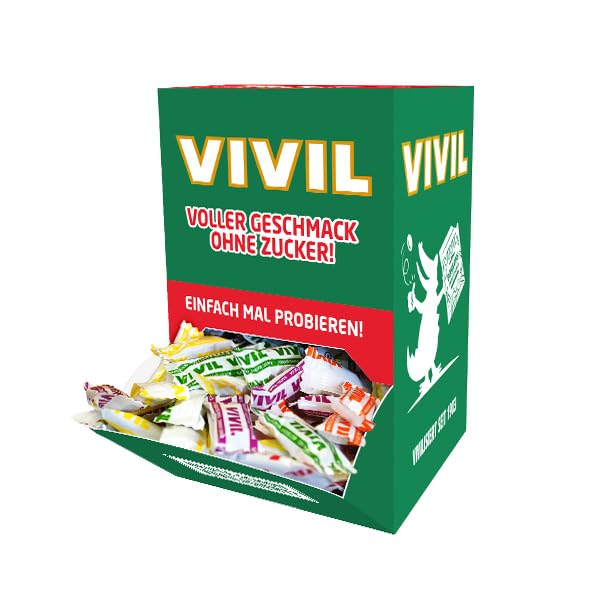 VIVIL Erfrischungsbonbons Mischbox mit 4 beliebten Sommersorten im Mix süße Fruchtbonbons für eine leckere Erfrischung zuckerfrei glutenfrei vegan