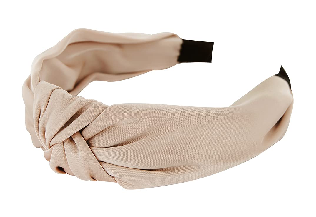 axy Hair Band with Knot and Satin Covered Vintage Beautiful Headband Hair Accessories Ladies Headband HR35A (Taupe) - Image 3