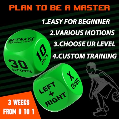 SETOXYX Basketball Dribble Skills Dice Set - Training Equipment - Basketball Gift for Boys.Dribble Skills Training for Beginner from 0 to 1.Kids Party Favors