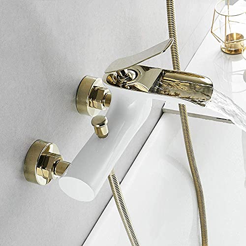 Robinet de douche à double commande avec ensemble de bain blanc pour réglage précis