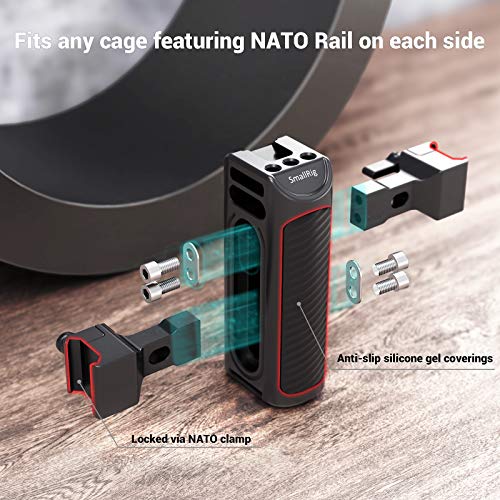 Image of SMALLRIG Universal Aluminum NATO Side Handle Grip for DSLR Camera Cage with Cold Shoe Mount Built-in Wrench, Up and Down Adjustable - HSN2427