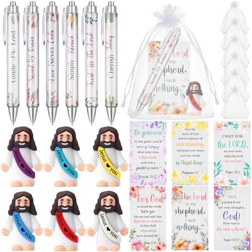 Cinnvoice 6 Set Little Jesus Figures and Christian Jesus Pens
