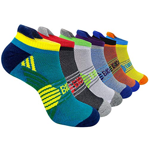 BIOAUM Cushioned Mens Ankle Socks 6 Pairs Cotton Athletic Sport Breathable Low Cut Socks for Running Size 8-9.5/10-13/12-14
