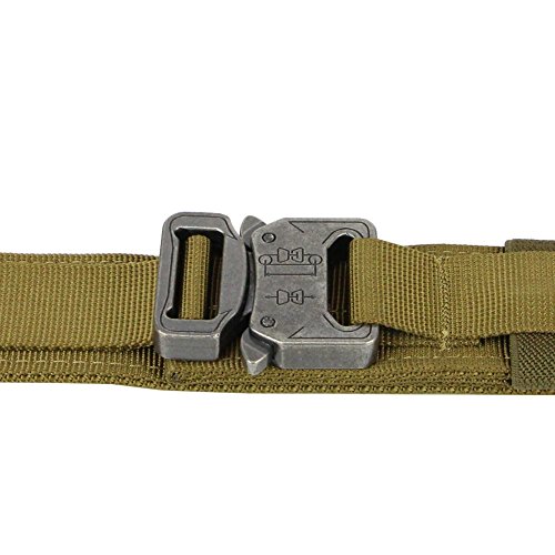 Aiduy Men's 1.5" Security Tactical Belt Heavy Duty Rescue Belt with Metal Buckle Molle System Military Style Belt Nylon Belts (Coyote Brown, Large)