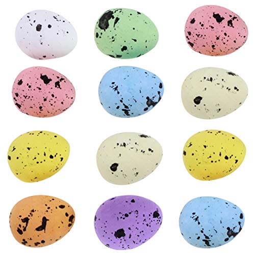 SEWACC Mini Oeufs De Pâques en Mousse 100 Pièces Oeufs d'oiseaux Artificiels Bricolage Oeufs De Pâques pour Bricolage Artisanat Faveurs De Fête De Pâques (Couleur Mélangée) Cover