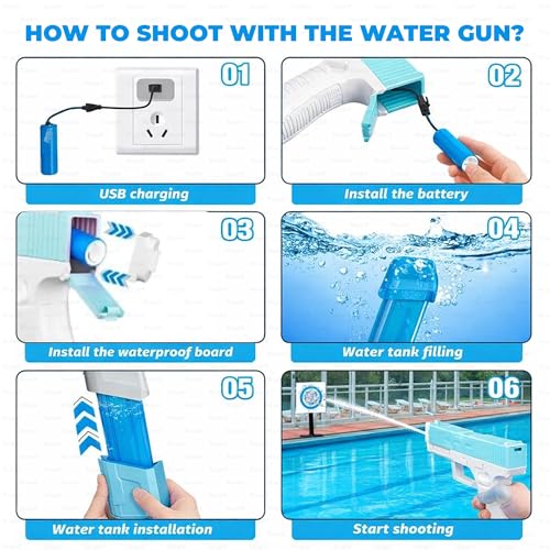 Image of Electric Pressure Water Gun - Rechargeable High-Pressure Automatic Water Toy for Babies, Kids & Adults - Long-Range Water Shooting, USB Rechargeable - Ideal for Holi, Pool & Outdoor Water Fun