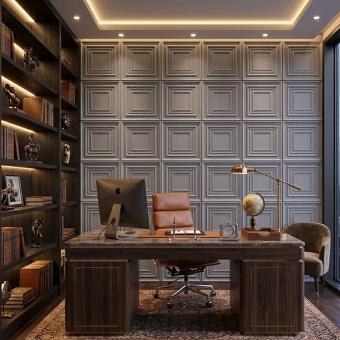 Image of Kayra Decor 3D PVC Wall Panels for Bedroom & Living Room | Accent Design | Matt Gray Color | 19.7 x 19.7 Inch | Pack of 18 | 42.48 Sq Ft