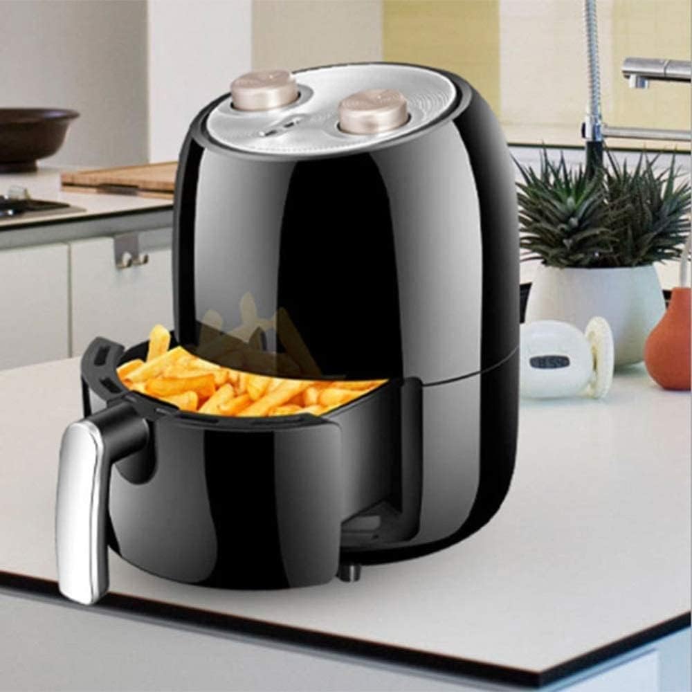 Compact Space Saving Electric Hot Air Fryer Oil-Less Healthy Cooker Timer Temperature Controls 1000-Watts 2.7L Black