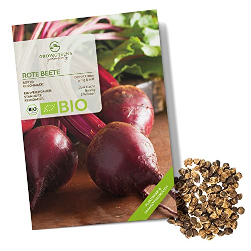 BIO Rote Beete Samen (Detroit Globe, 50 Korn) - Rote Bete Saatgut aus biologischem Anbau ideal für die Anzucht im Garten, Balkon oder Terrasse