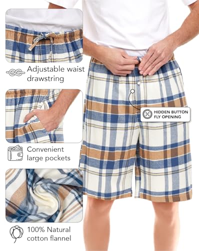 Andrew Scott Men's Cotton Flannel Soft Woven Lounge PJ Shorts | Drawstring & Pockets | Multi Packs4