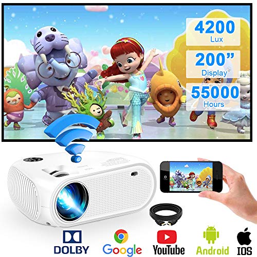 WiFi Projector,Weton 2020 Upgraded 4200Lux Led Wireless Mini Projector,200" Display WiFi Movie Projector,Full