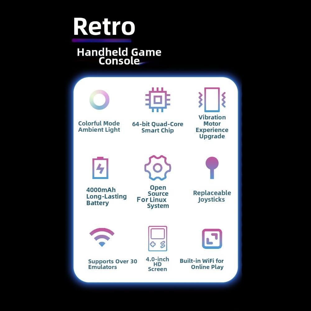 Console di gioco portatile retrò 3D portatile per giochi arcade con connettività WiFi, materiale ABS, 14,8 x 8,5 x 3,5 cm - Grigio nero
