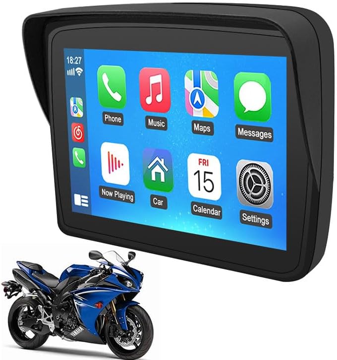 Navigatore Moto Wireless CarPlay + Android Auto, Navigazione GPS Impermeabile Con Touch Screen Da 5, Vivavoce Bluetooth, Posizionamento Preciso, Mappa In Tempo Reale, HiFi, FM