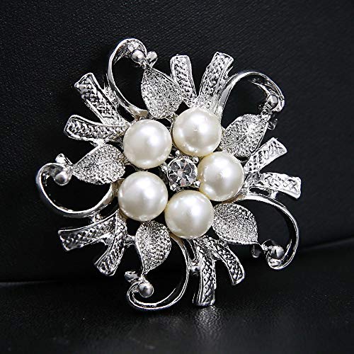 VITAU Silber Hochzeit Broschen Perle Perlen Brosche Blume Kragen Kleid Pins Schmuck Geschenk