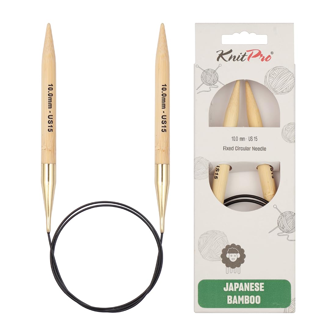 KnitPro Bamboo Fixed Circular Needles 40" (100cm) | 10.00mm