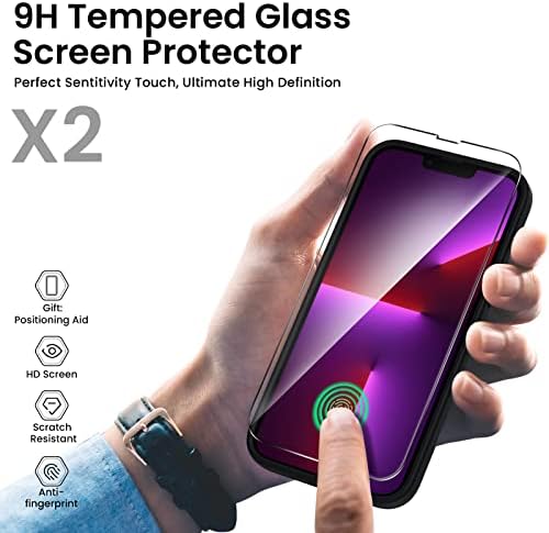 ORNARTO Compatible with iPhone 13 Pro Max Case 6.7 inch, with 2 x Screen Protector Liquid Silicone Gel Rubber Cover [Full Body] Shockproof Protective Phone Case for iPhone 13 Pro Max-Black