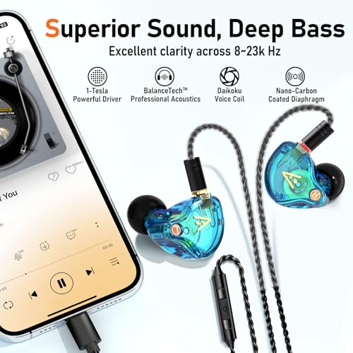 Image of Audiovance Vibes 202MC USB-C HiFi Wired Earbuds, Type-C Headphones with Mic