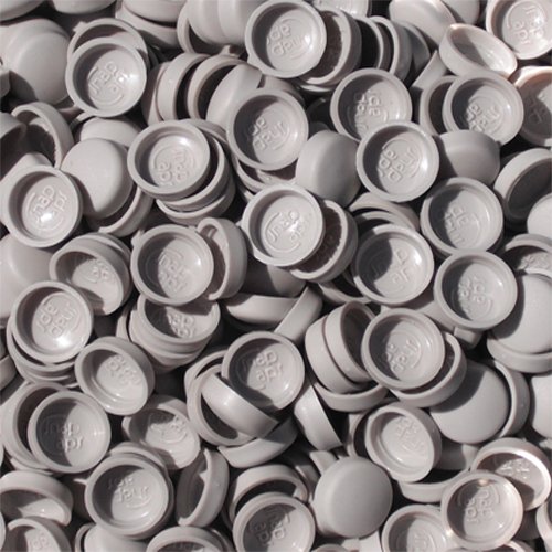 Snap-On Two Piece Dome Screw Cover Caps - Pack of 50 Small Matt Caps & Bases : Fog Grey - Image 2