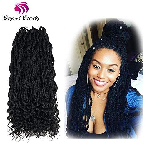 Goddess Box Braids Crochet Braids Hair with Curly ends Synthetic Kanekalon Fiber Braiding Hair 24 Inch 6Packs/lot(1B)