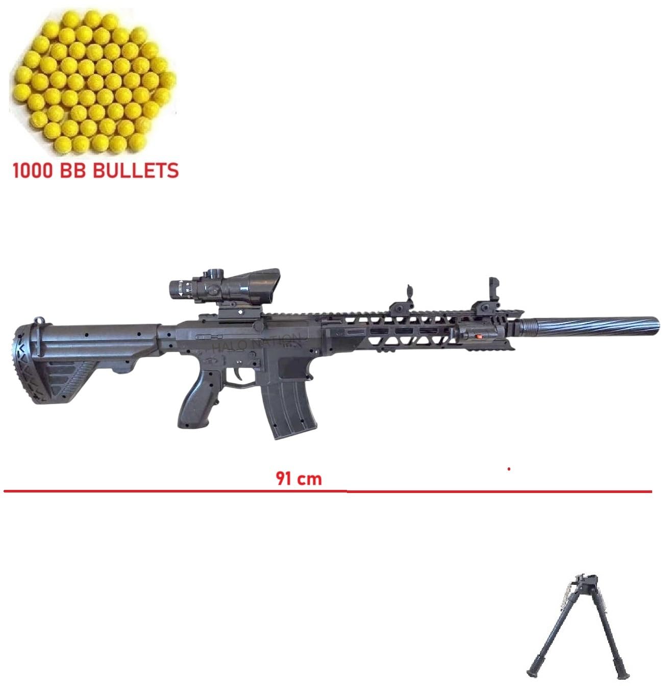 HALO NATION® M4A4 Airsoft Sniper Gun Toy Black Demon BB Bullet Gun Rifle with 1000 BB Bullets - Image 5 thumbnail