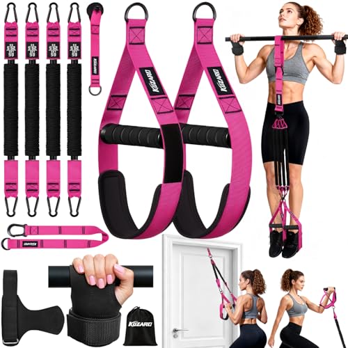 Pull Up Assistance Bands for Women, Heavy Duty Resistance Bands with Handles, Exercise Band with Door Anchor, Workout Band Set for Pull Up Bar, Full Body Sculpting,Muscle Training, Recovery, Home Gym