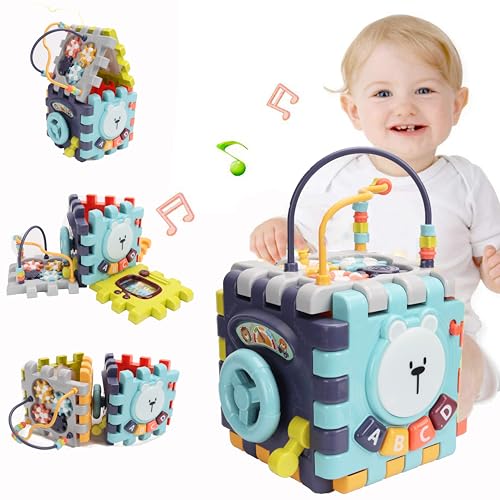 1 A 12 Meses, Toy Summala Cubo de Actividade 6 en 1 Cubo Didáctico Multifuncional Juguete Cubo Didactico con Centro de Actividades Montessori Educativos Regalos para...
