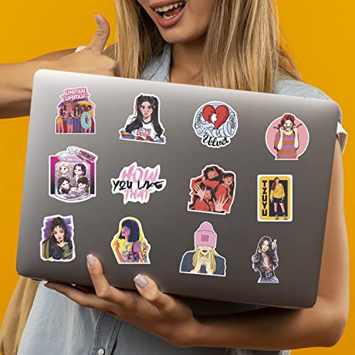 Image of FlyBuyHub Black Pink Aesthetic Vinyl Journal Stickers for Phone Case, Laptop, Notebook, Dairy, Water Bottle,Etc Self-Adhesive Stickers Set of 50 Glossy and Waterproof Stickers (Black Pink)