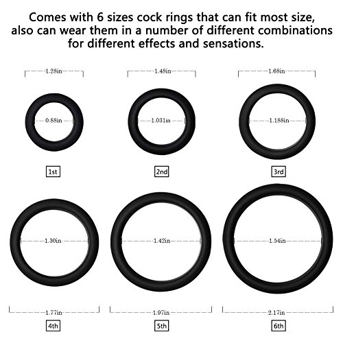 Silicone Cock Rings Cockring - 6 Different Size - Flexible - Super Soft Premium Quality Silicone #TOP2
