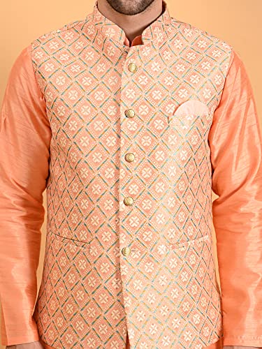 Image of Uri and MacKenzie Men's Silk Blend Kurta Pajama with Designer Ethnic Nehru Jacket /Modi Jacket