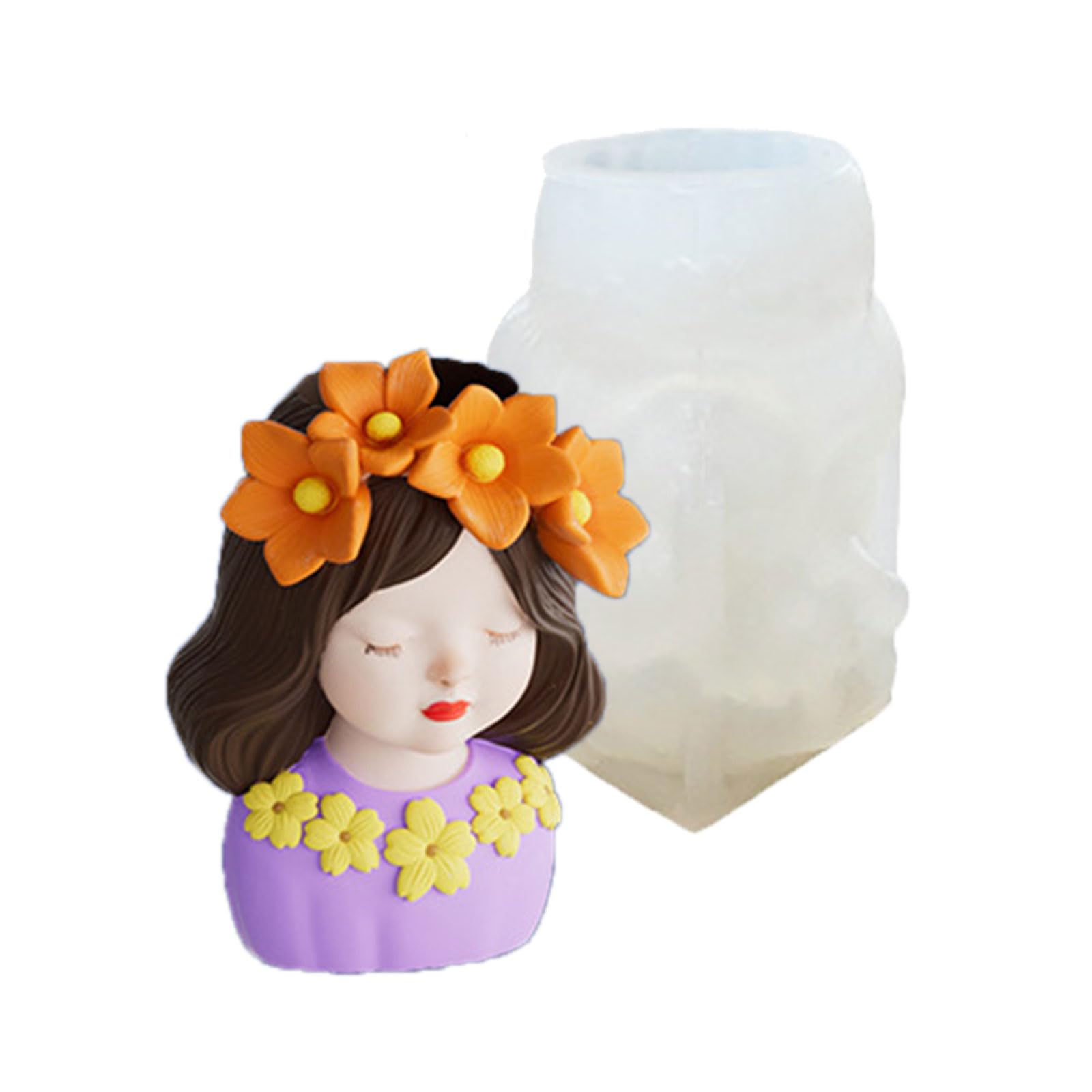 YUGSHNKFC Flexible Silicone with Long Hair Girl Planter Designs for Aromatherapys Art Plasters Figurines Beginner Friendly
