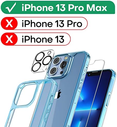 TAURI 5 in 1 Defender Designed for iPhone 13 Pro Max Case, 1 phone case + 2 Screen Protector + 2 Camera Protector [Military Grade Protection] Anti-Yellowing Shockproof Protective Slim Cover - Clear