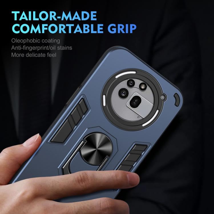 Image of ShieldTech PC Back Cover Case for Nothing Phone 3a Pro | Ring Stand | Camera Protection Blue Mobile Phone Back Cover Case for Nothing Phone 3a Pro | Blue Back Cover