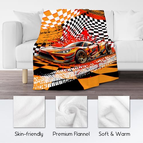 Blanket for Kids, Racing Car Blankets for Boys Age 6-8, Toddler Throw Gifts, Cool Flannel Throw for Car Lovers, 30"x40"