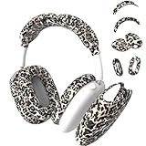 4 in 1 Silicone Case Cover Compatible with Apple Airpods Max Headphones(2024/2020), Printed Ear Pad Case Cover Ear Cups Cover and Headband Cover Headband Pad Accessories (Leopard)