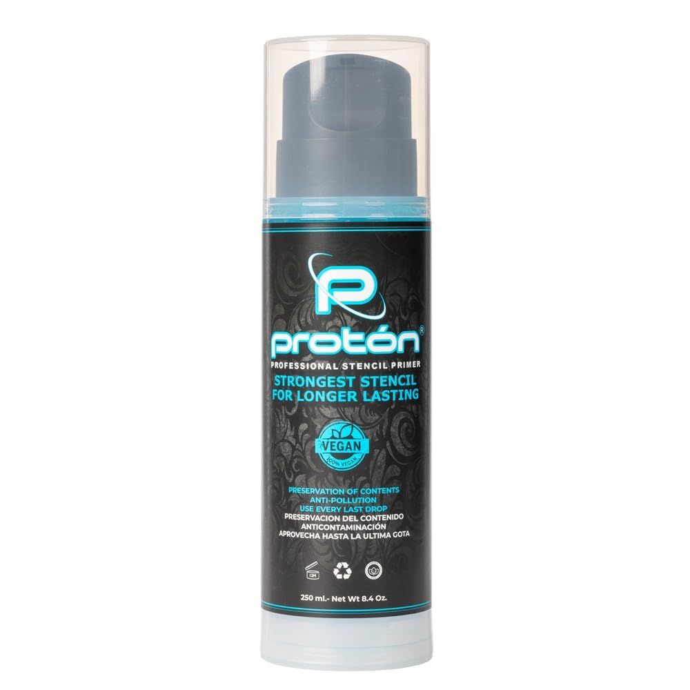 Proton Professional Stencil Primer Azul AIRLESS SYSTEM - 250ml / 8.5 Oz. Gel transferencia tatuajes maxima adherencia.. Stencil Tattoo
