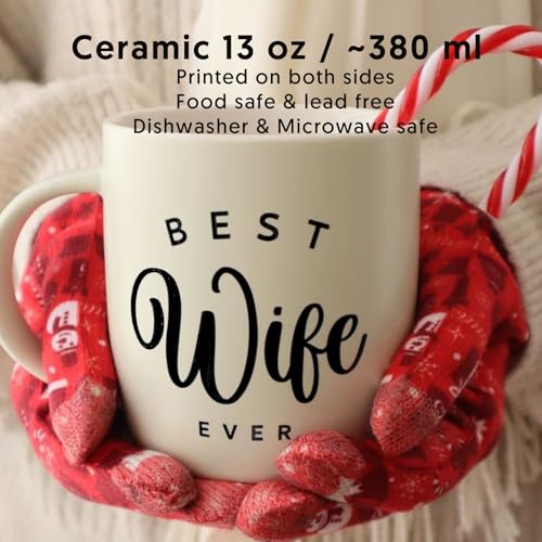 Triple Gifffted Worlds Best Wife Ever Coffee Mug and Socks Gifts For Women From Husband For Valentines For Her Birthday Wedding Anniversary Christmas Mothers Day, Ceramic, Cream, 380ML - Image 4