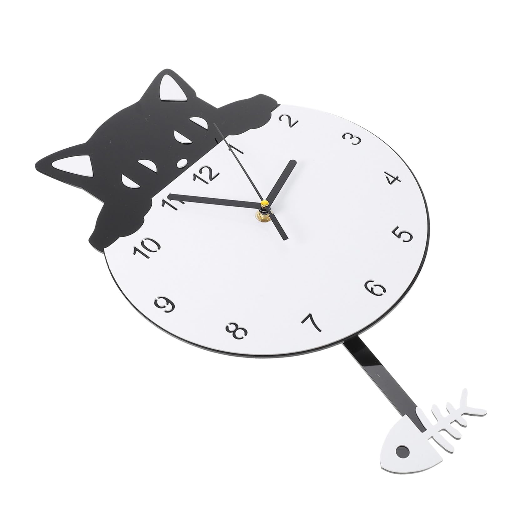 Horloge murale chaton en acrylique silencieuse pour décoration de chambre d'enfant