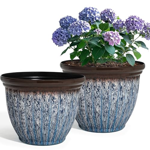 Ultym 15 Large Flower Pots 2-Pack Big Plastic Planters for Outdoor Plants