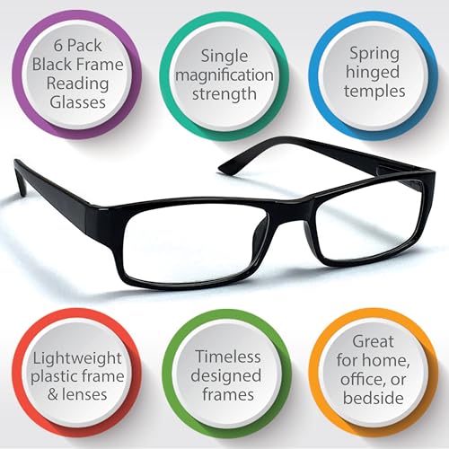 Image of Boost Eyewear Reading Glasses, Traditional Black Frames, with Spring Loaded Hinges