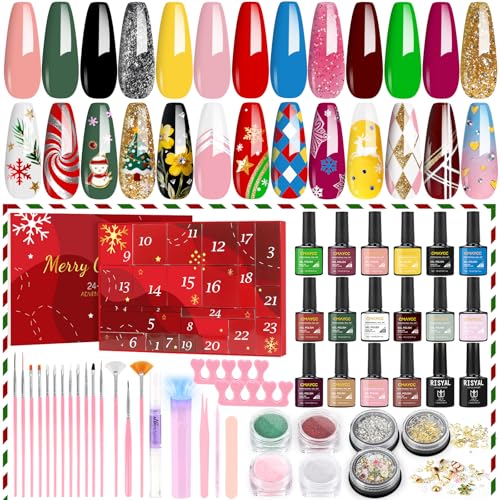 Makeup Advent Calendar 2025, 24 Days Christmas Gift Nail Art