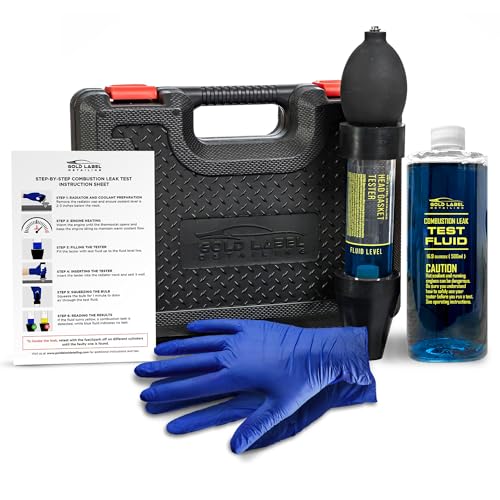 Gold Label Detailing Combustion Leak Detector Kit - 100+ Tests Automotive Engine Block and Head Gasket Tester, Ideal for Detecting Blown Gaskets (Tester with 16.9oz Fluid)