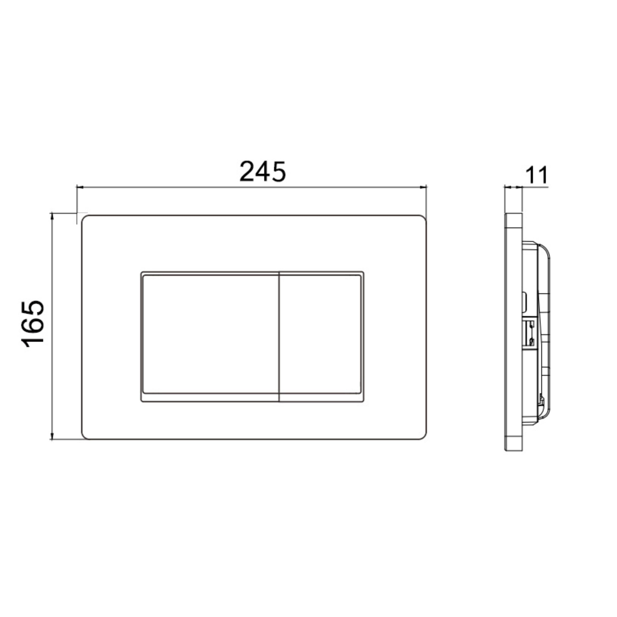Piastra di comando per WC AquaUno Flow, 24,5 x 16,5 cm, nero | plastica ABS; scarico meccanico a 2 quantità per cassette da incasso Sigma; versione pronta per il montaggio