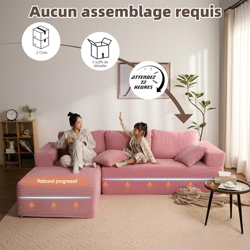 Variante de Litbird sofá chaise longue Rosa (Chaise Longue Izquierda)