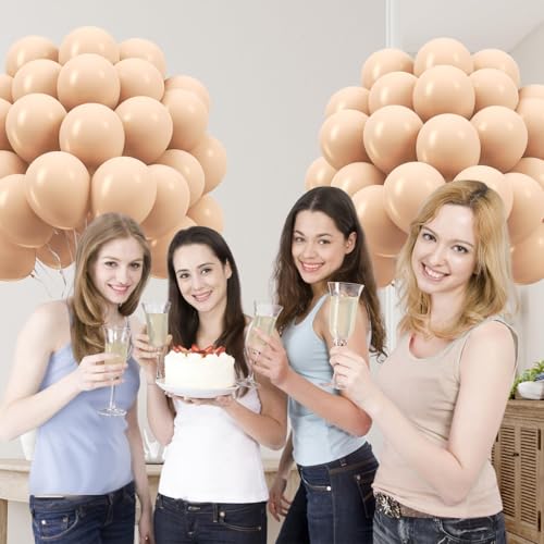 Image of Nude Balloons 12 inch, Beige Latex 50pcs Party Balloons | Neutral, Baby Shower, Gender Reveal, Birthday Party Decorations