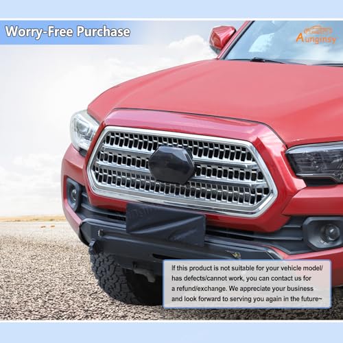 Image of Aunginsy Front Emblem Trim Cover Compatible with Toyota Tacoma 2016-2023, ABS Front Hood Center Grille Emblem Badge Logo Cover Circle Ring Decorator Overlay Accessories, Not Fit with Sensors Version