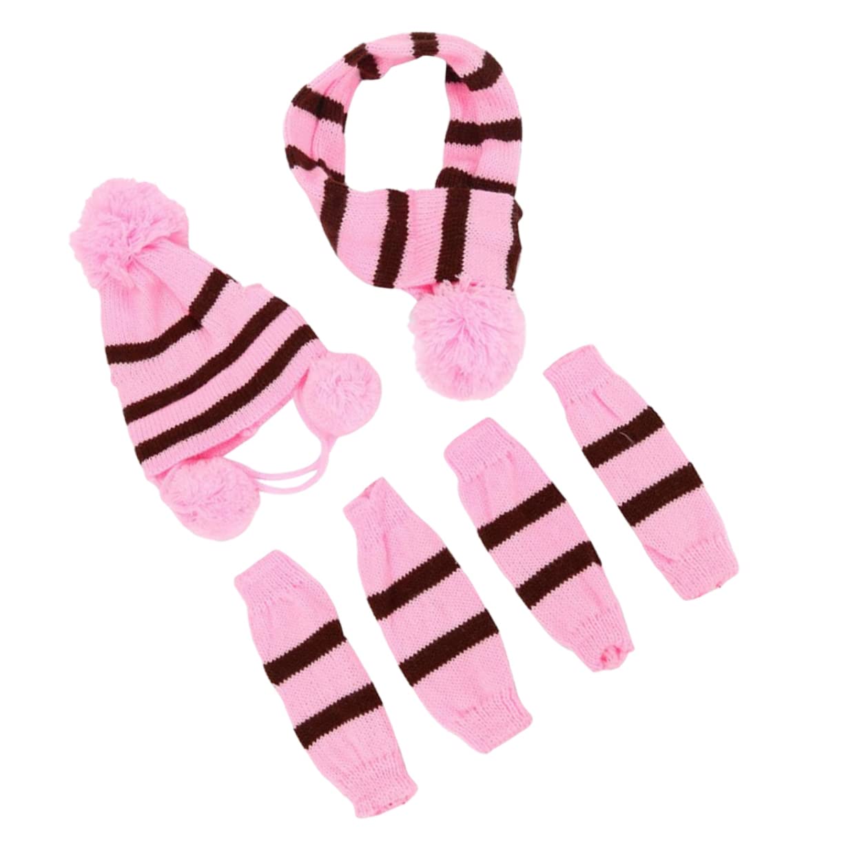 INOOMP Knitted Dog Winter Scarf Hat Set Large Dog Warm Coat Pet Festival Strpe Clothes Cold Weather Accessories