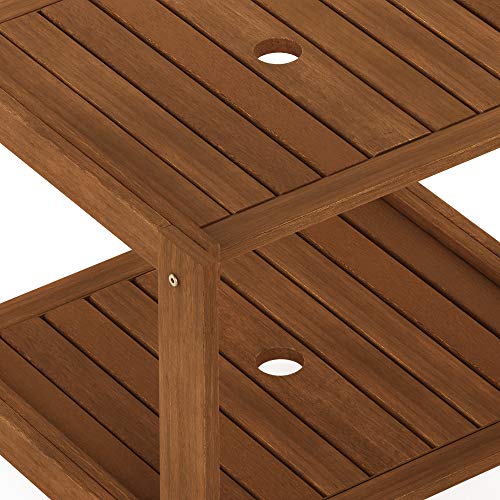 Furinno TIOMAN Outdoor 2-Tier Patio Table, Mississippi Side Table, Natural - image 4