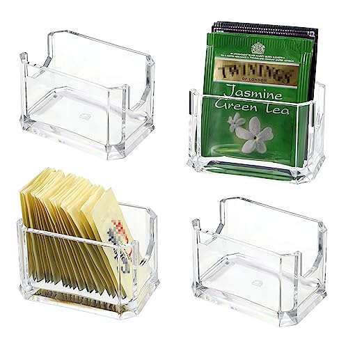IGNPION Juego de 4 soportes transparentes para paquetes de azúcar, bolsas de té de acrílico, organizador de mesa, edulcorante y condimentos, cesta de almacenamiento pequeña para cafetería, IGNPION Juego de 4 soportes transparentes para paquetes de azúcar, bolsas de té de acrílico, organizador de mesa, edulcorante y condimentos, cesta de almacenamiento pequeña para cafetería,