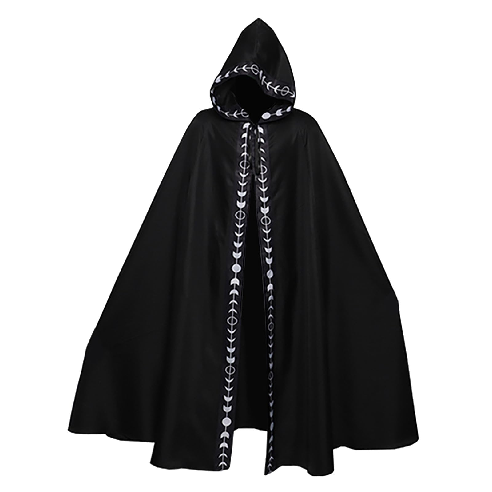 Capa con capucha para disfraces de Halloween abrigo medieval negro largo que no pesa 8