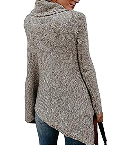 Image of Sexyshine Women's Casual Fall Knit Long Sleeve Tassels Irregular Loose Cardigan Pullover Striped Sweater Poncho